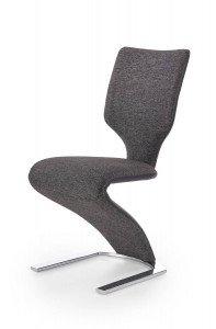 SCAUN DINING K307, GRI/NEGRU/CROM, CU TAPITERIE DIN STOFA, PIELE ECOLOGICA SI PICIOARE DIN METAL, STIL MODERN