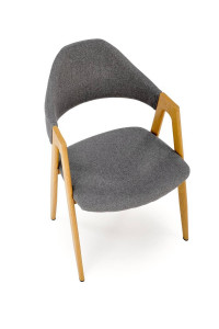 SCAUN DINING K344, GRI/STEJAR, CU TAPITERIE DIN STOFA SI PICIOARE DIN METAL, STIL MODERN - Img 6