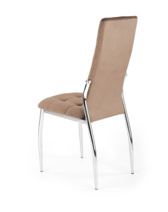 SCAUN DINING K416, BEJ/CROM, CU TAPITERIE DIN CATIFEA SI PICIOARE DIN METAL, STIL MODERN - Img 6