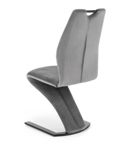 SCAUN DINING K442, GRI/NEGRU, CU TAPITERIE DIN CATIFEA SI PICIOARE DIN METAL, STIL MODERN - Img 5