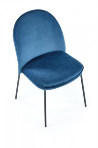 SCAUN DINING K443, ALBASTRU/NEGRU, CU TAPITERIE DIN CATIFEA SI PICIOARE DIN METAL, STIL MODERN - Img 5