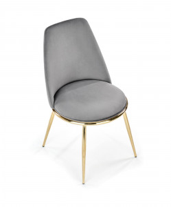 SCAUN DINING K460, GRI/AURIU, CU TAPITERIE DIN CATIFEA SI PICIOARE DIN METAL, STIL MODERN - Img 6