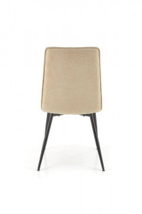 SCAUN DINING K493, BEJ/NEGRU, CU TAPITERIE DIN STOFA SI PICIOARE DIN METAL, STIL MODERN - Img 6