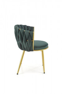 SCAUN DINING K517, VERDE INCHIS/AURIU, CU TAPITERIE DIN CATIFEA SI PICIOARE DIN METAL, STIL MODERN - Img 2