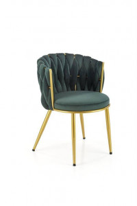 SCAUN DINING K517, VERDE INCHIS/AURIU, CU TAPITERIE DIN CATIFEA SI PICIOARE DIN METAL, STIL MODERN
