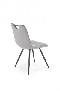 SCAUN DINING K521, GRI/NEGRU, CU TAPITERIE DIN CATIFEA SI PICIOARE DIN METAL, STIL MODERN - Img 3
