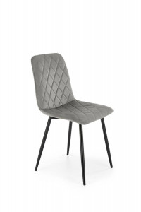 SCAUN DINING K525, GRI/NEGRU, TAPITERIE DIN CATIFEA SI PICIOARE DIN METAL, STIL MODERN