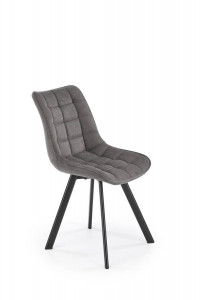 SCAUN DINING K549, GRI/NEGRU, TAPITERIE DIN STOFA SI PICIOARE DIN METAL, STIL MODERN