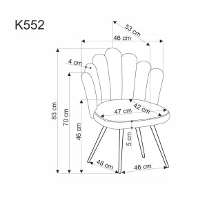 SCAUN DINING K552, GRI/NEGRU, TAPITERIE DIN STOFA SI PICIOARE DIN METAL, STIL MODERN - Img 2