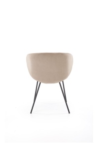 SCAUN DINING K587, BEJ 38/NEGRU, TAPITERIE DIN CATIFEA MATA SI PICIOARE DIN METAL, STIL MODERN - Img 6