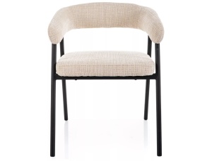 SCAUN DINING KATANA, BEJ 57/NEGRU MAT, TAPITERIE DIN TEXTIL SI PICIOARE DIN METAL, STIL MODERN