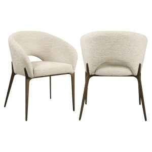 SCAUN DINING KENZI, REALIZAT DIN LEMN DE FAG SI TEXTIL IGNIFUG, CULOARE ALB/NATUR, DESIGN DEOSEBIT, RICHMOND INTERIORS - Img 7