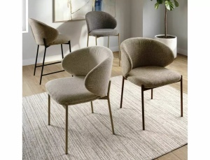 SCAUN DINING KIOTO, BEJ DESCHIS 255/CREM, TAPITERIE DIN TEXTIL SI PICIOARE DIN METAL, STIL MODERN - Img 4