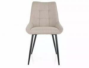 SCAUN DINING KLIF, BEJ DESCHIS 24/NEGRU MAT, TAPITERIE DIN STOFA BJORN SI PICIOARE DIN METAL, STIL MODERN - Img 2