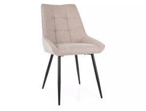 SCAUN DINING KLIF, BEJ DESCHIS 24/NEGRU MAT, TAPITERIE DIN STOFA BJORN SI PICIOARE DIN METAL, STIL MODERN