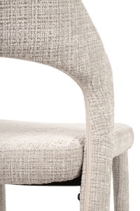SCAUN DINING KOS BEJ, CONFECTIONAT DINTEXTIL CHENILLE SI METAL, STIL MODERN - Img 6