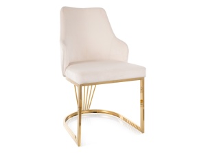 SCAUN DINING/LIVING ALURE VELVET, BEJ BLUVEL 22, CONFECTIONAT DIN METAL SI CATIFEA, STIL MODERN