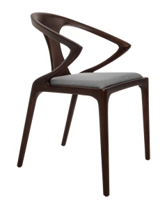 SCAUN DINING/LIVING INEZ, CONFECTIONAT DIN LEMN MASIV DE NUC SI TEXTIL, STIL MODERN - Img 2