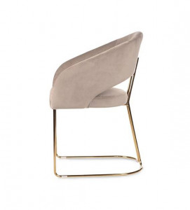 SCAUN DINING MAGNOLIA, BEJ/AURIU, TAPITERIE DIN CATIFEA SI PICIOARE DIN METAL, STIL MODERN - Img 4