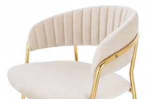 SCAUN DINING MARGO, BEJ/AURIU, DIN CATIFEA SI METAL, STIL MODERN - Img 6