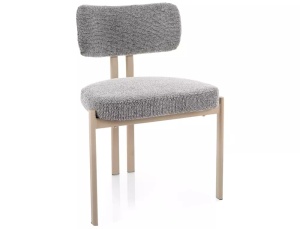 SCAUN DINING MISAKI, GRI 254/CREM, TAPITERIE DIN TEXTIL SI PICIOARE DIN METAL, STIL MODERN
