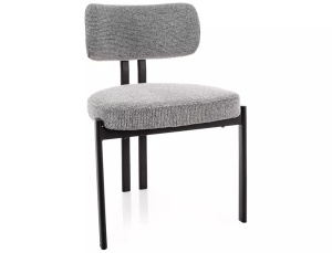 SCAUN DINING MISAKI, GRI 254/NEGRU, TAPITERIE DIN TEXTIL SI PICIOARE DIN METAL, STIL MODERN
