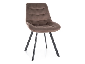 SCAUN DINING MONTI, CAPPUCCINO BLUVEL 38/NEGRU MAT, TAPITERIE DIN CATIFEA SI PICIOARE DIN METAL, STIL MODERN
