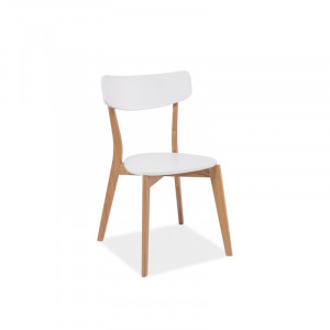 SCAUN DINING MOSSO, ALB/STEJAR, MDF SI LEMN, STIL MODERN - Img 1