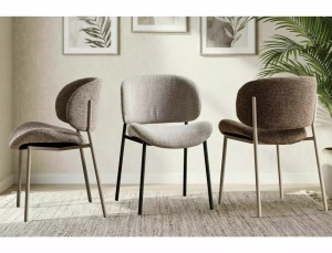 SCAUN DINING NOELLE CAPPUCCINO 45/CASMIR, TAPITERIE DIN TEXTIL SI PICIOARE DIN METAL, STIL MODERN - Img 2