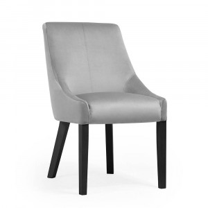 SCAUN DINING PAWEL, GRI/NEGRU, TAPITERIE DIN CATIFEA SI PICIOARE DIN LEMN, STIL MODERN - Img 1