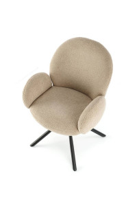 SCAUN DINING PIVOTANT K498, BEJ/NEGRU, TAPITERIE BOUCLE SI PICIOARE DIN METAL, STIL MODERN - Img 5