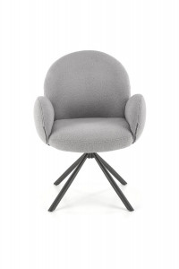 SCAUN DINING PIVOTANT K498, GRI/NEGRU, TAPITERIE BOUCLE SI PICIOARE DIN METAL, STIL MODERN - Img 4