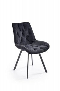 SCAUN DINING PIVOTANT K519, NEGRU/NEGRU, TAPITERIE DIN CATIFEA SI PICIOARE DIN METAL, STIL MODERN