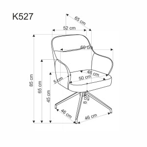 SCAUN DINING PIVOTANT K527, GRI/NEGRU, TAPITERIE DIN STOFA SI PIELE ECOLOGICA SI PICIOARE DIN METAL, STIL MODERN - Img 2