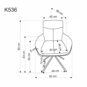 SCAUN DINING PIVOTANT K536, GRI/NEGRU, TAPITERIE DIN STOFA SI PICIOARE DIN METAL, STIL MODERN - Img 2