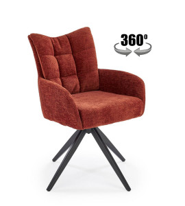 SCAUN DINING PIVOTANT K540, SCORTISOARA/NEGRU, TAPITERIE DIN STOFA SI PICIOARE DIN METAL, STIL MODERN - Img 1