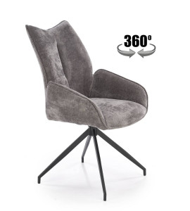 SCAUN DINING PIVOTANT K553, GRI/NEGRU, TAPITERIE DIN STOFA SI PICIOARE DIN METAL, STIL MODERN