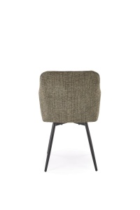 SCAUN DINING PIVOTANT K576, VERDE OLIVE/NEGRU, TAPITERIE DIN STOFA SI PICIOARE DIN METAL, STIL MODERN - Img 3