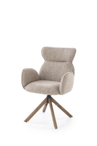 SCAUN DINING PIVOTANT K585, BEJ INCHIS/NUC DESCHIS, TAPITERIE DIN STOFA SI PICIOARE DIN LEMN, STIL MODERN
