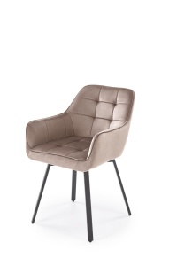 SCAUN DINING PIVOTANT K588, BEJ/NEGRU, TAPITERIE DIN CATIFEA SI PICIOARE DIN METAL, STIL MODERN