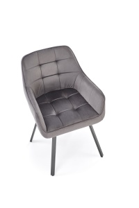 SCAUN DINING PIVOTANT K588, GRI/NEGRU, TAPITERIE DIN CATIFEA SI PICIOARE DIN METAL, STIL MODERN - Img 6