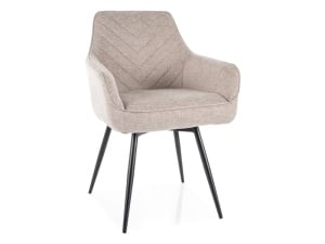 SCAUN DINING PIVOTANT STIL SERVIO, BEJ 31/NEGRU, CU TAPITERIE DIN STOFA BREGO SI PICIOARE DIN METAL, STIL MODERN