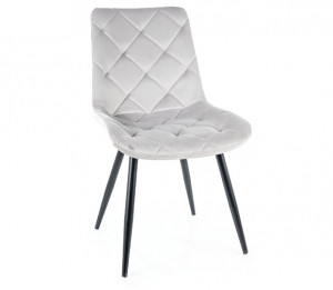 SCAUN DINING RALPH, GRI DESCHIS BLUVEL 03/NEGRU MAT, TAPITERIE DIN CATIFEA SI PICIOARE DIN METAL, STIL MODERN