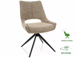 SCAUN DINING ROTATIV, BEJ INCHIS 33/NEGRU MAT, TAPITERIE DIN TEXTIL SI PICIOARE DIN METAL, STIL MODERN