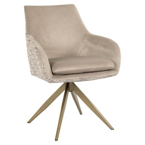 SCAUN DINING ROTATIV LISONNE, REALIZAT DIN METAL SI TEXTIL, CULOARE CREM, DESIGN DEOSEBIT, RICHMOND INTERIORS - Img 2