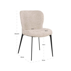 SCAUN DINING SERGIO NATURAL LINEAR, 214156, CONFECTIONAT DIN POLIESTER, METAL SI SPUMA, BEJ/NEGRU, STIL MODERN - Img 6