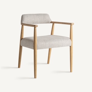 SCAUN DINING STAPLE, DIN LEMN DE FRASIN SI TEXTIL BEJ, DESIGN CONTEMPORAN, VICAL HOME