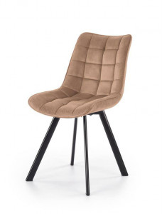 SCAUN DINING STIL K332, BEJ/NEGRU, CU TAPITERIE DIN CATIFEA SI PICIOARE DIN METAL, STIL MODERN