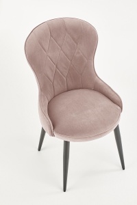 SCAUN DINING STIL K366, BEJ/NEGRU, CU TAPITERIE DIN CATIFEA SI PICIOARE DIN METAL, STIL MODERN - Img 2