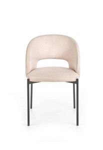 SCAUN DINING STIL K373, BEJ/NEGRU, CU TAPITERIE DIN STOFA SI PICIOARE DIN METAL, STIL MODERN - Img 6